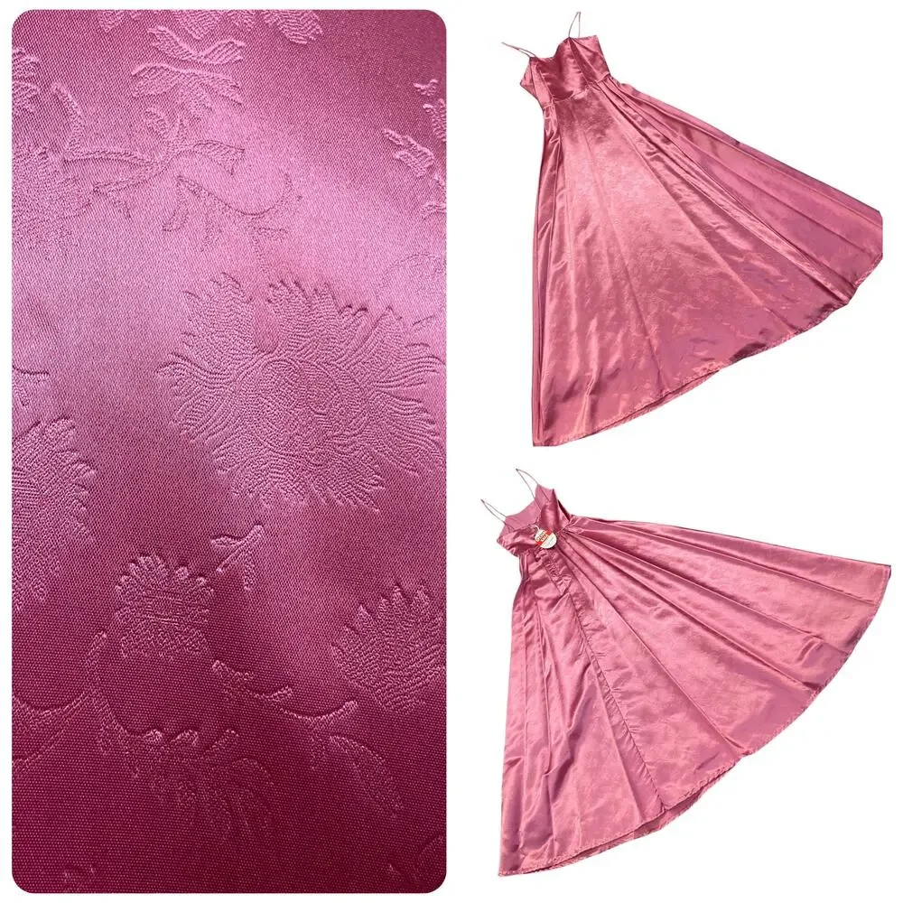 NWT 1970s Vintage Dance Allure Alfred Angelo Pink Satin Gown Bolero Set